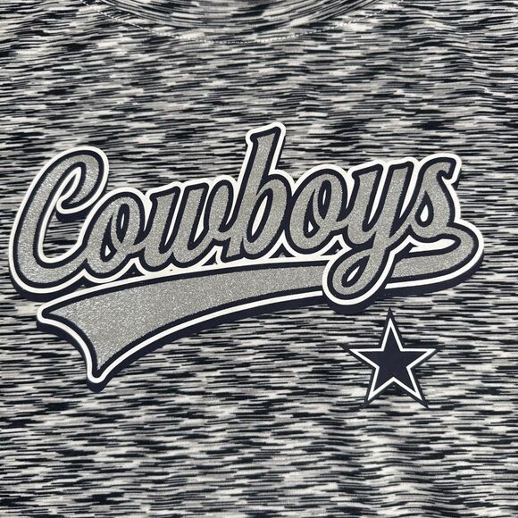 Dallas Cowboy’s T-Shirt Women Gray White Stretch NFL new era football game - Picture 3 of 11